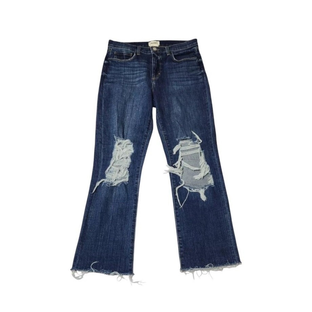 L'Agence Jeans Womens Size 28 Jordan Cropped Straight High Rise Distressed